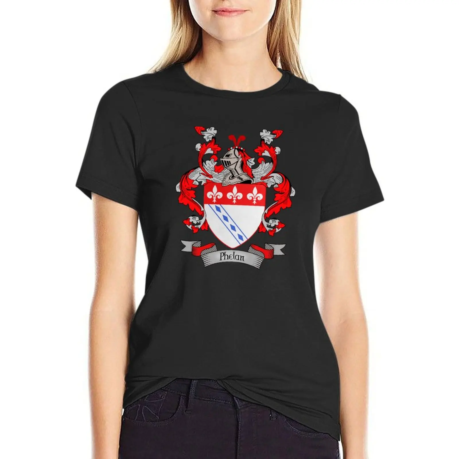 Phelan Coat of Arms Phelan Family Crest T-Shirt graphics plus size tops Women tops