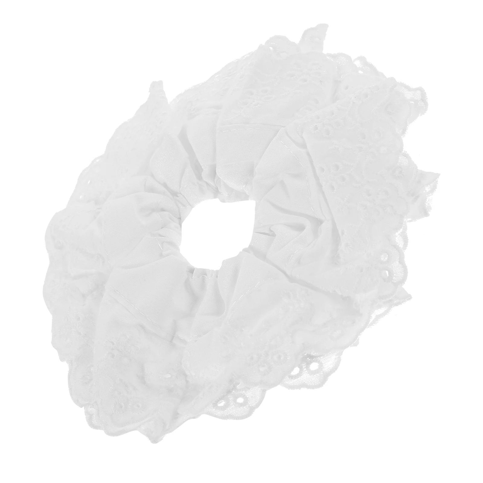 

Lace Scrunchies Elastic Hair Ties Women Accessories White Four Layers Edge Design Practical Daily Parties Wedding Hair Care