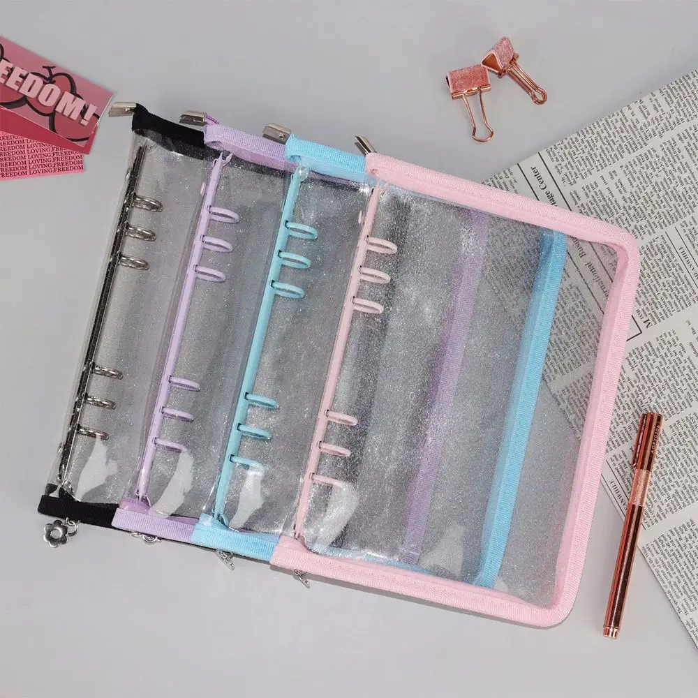 Colorful Portable 6 Hole Binder Clip Handbook Diary Planner PVC A5/A6 Notebook Pages Loose-Leaf Notebook Cover Glitter