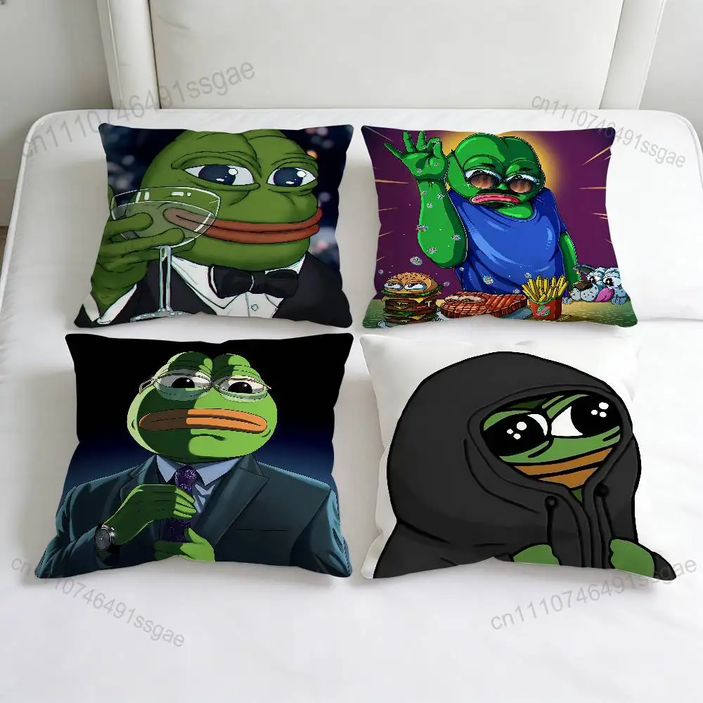 

Meme Fuuny Frog P-Pepe Square Pillow Cover Decorative Throw Pillow Case for Sofa Couch Bed Home Car Living Room Decoration