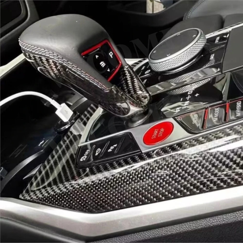 

VACOMUL Dry Carbon Fiber Car Gear Shift Knob Cover Panel Decorative Interior For BMW M2 G87 M3 G80 M4 G82 G83 2021-2025