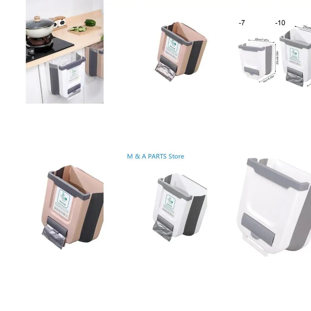 U1JF Hanging Foldable Trash Can Leakproof For RVs Bathroom Cabinet Organization Quick Installation Wast Bin Campers Accessories