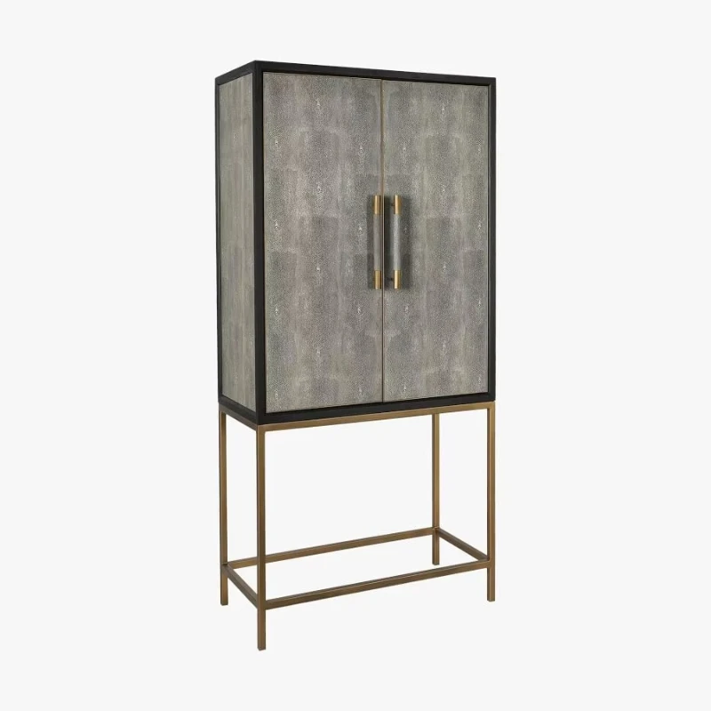 

Luxury interior kitchen furniture geometric oak with mirror lights rotatable upscale bar