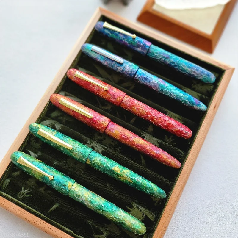 

New Colorful Hand Made Fountain Pen Lacquered Cumberland Hard Rubber BOCK NO.6 F/M 0.5/0.7mm Nib Ink Pen Business Office Writing