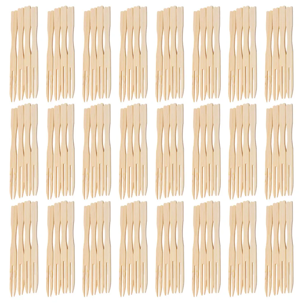 

100pcs Disposable Bamboo Fork Eco Delicate Fruit Picks Multi Function Dessert Party Supplies Strong Sandwich Cheese