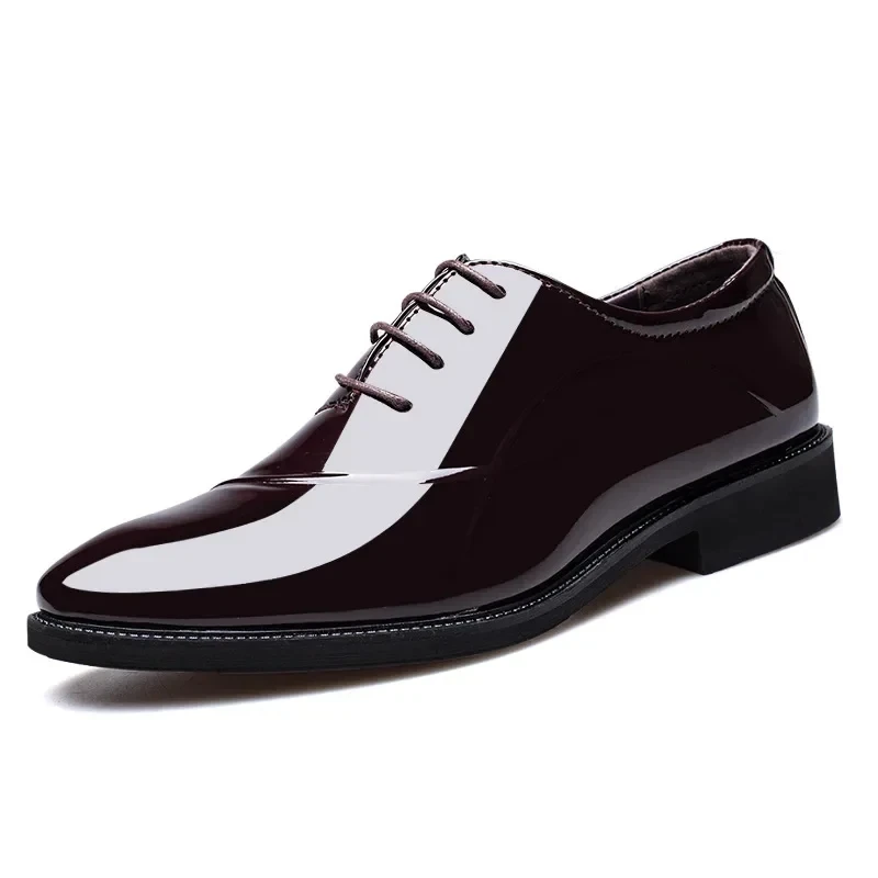 New Shiny Leather Shoes 2024 Men Business Formal Shoes All-match Wedding Party Shoes for Men Black Patent Leather Italian