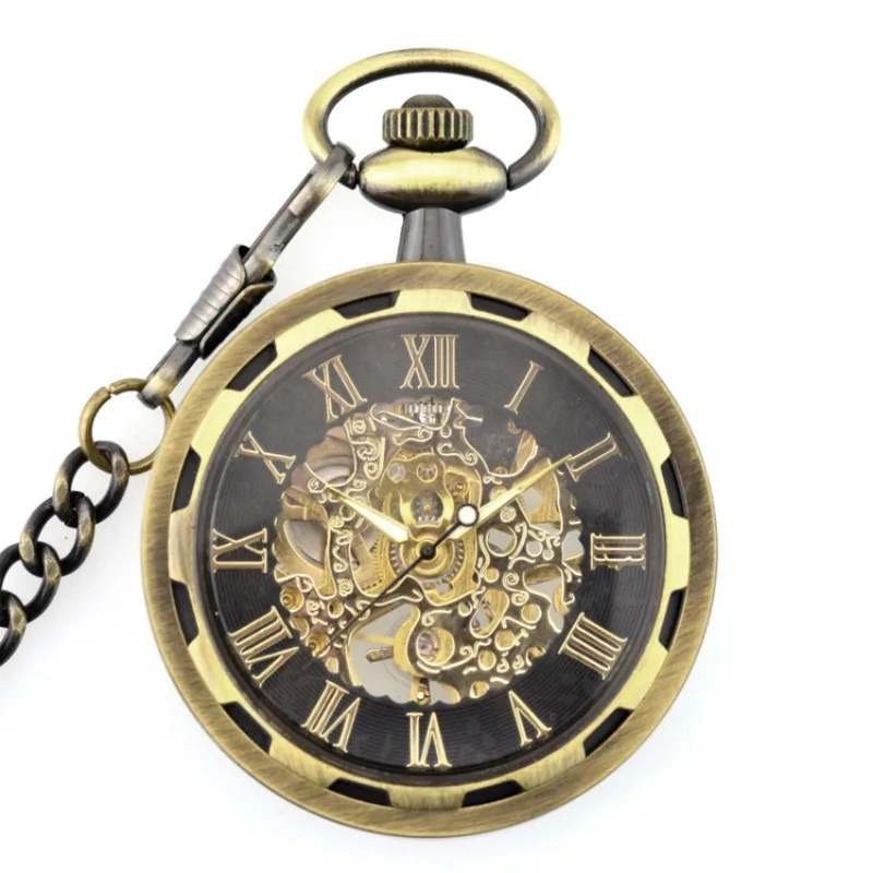 NEW Gear 44m-1 Clamshell Hollow Mechanical Pocket Watch Retro Necklace Watch Male and Female Student Pocket Watch