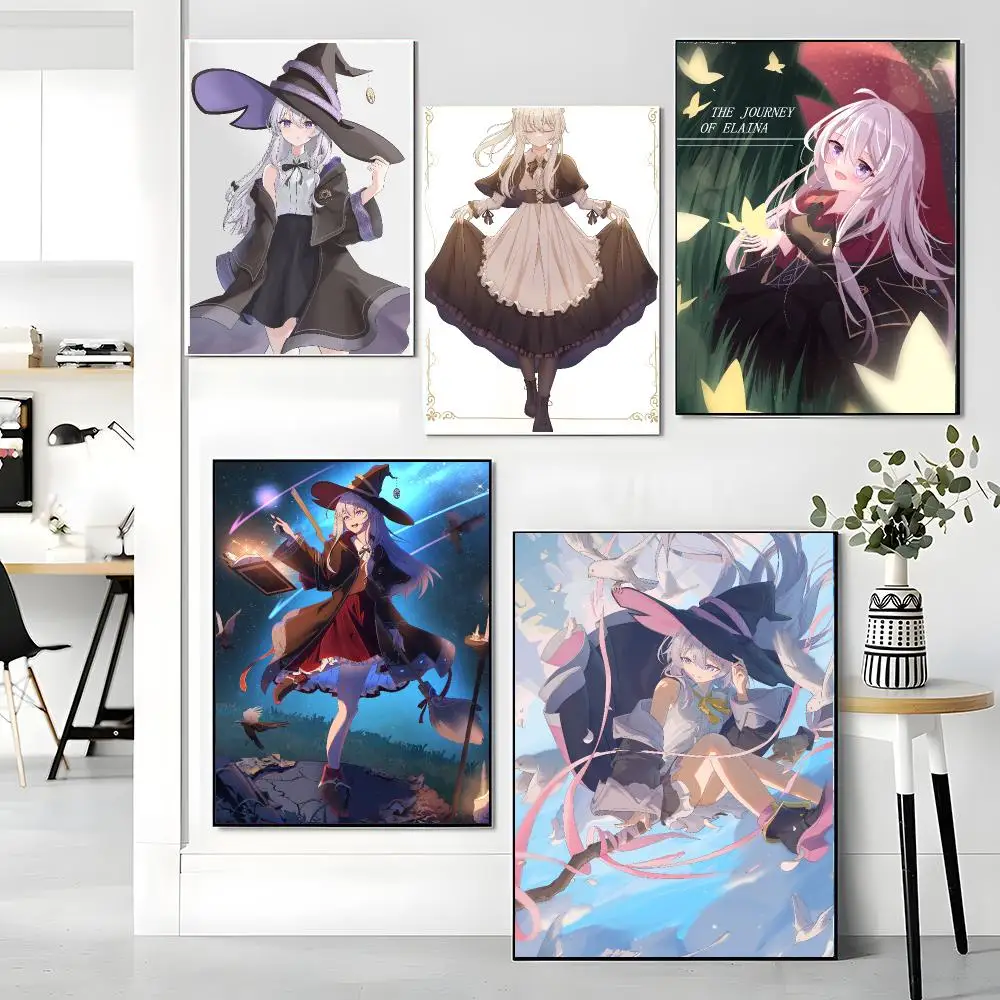 anime W-Wandering Witch The Journey of Elaina-A Painting Calligraphy Boho Botanical Decor for Living Room Elegant Home Style
