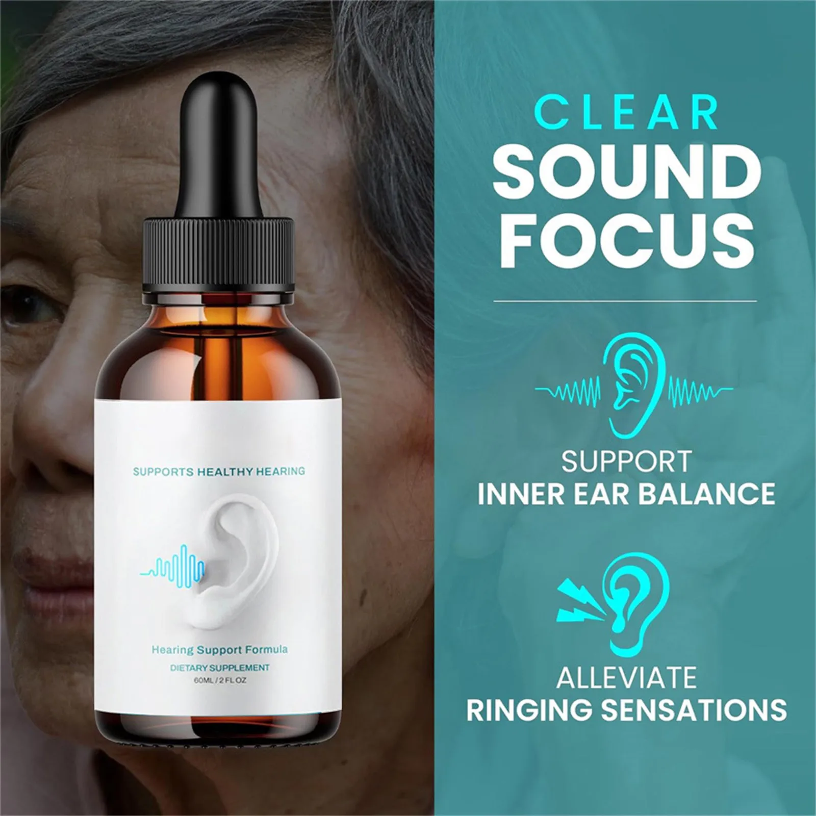 Ear Drops 60ml Anti-tinnitus Advanced Supplement Repaired Natural Hearing Support Supplement