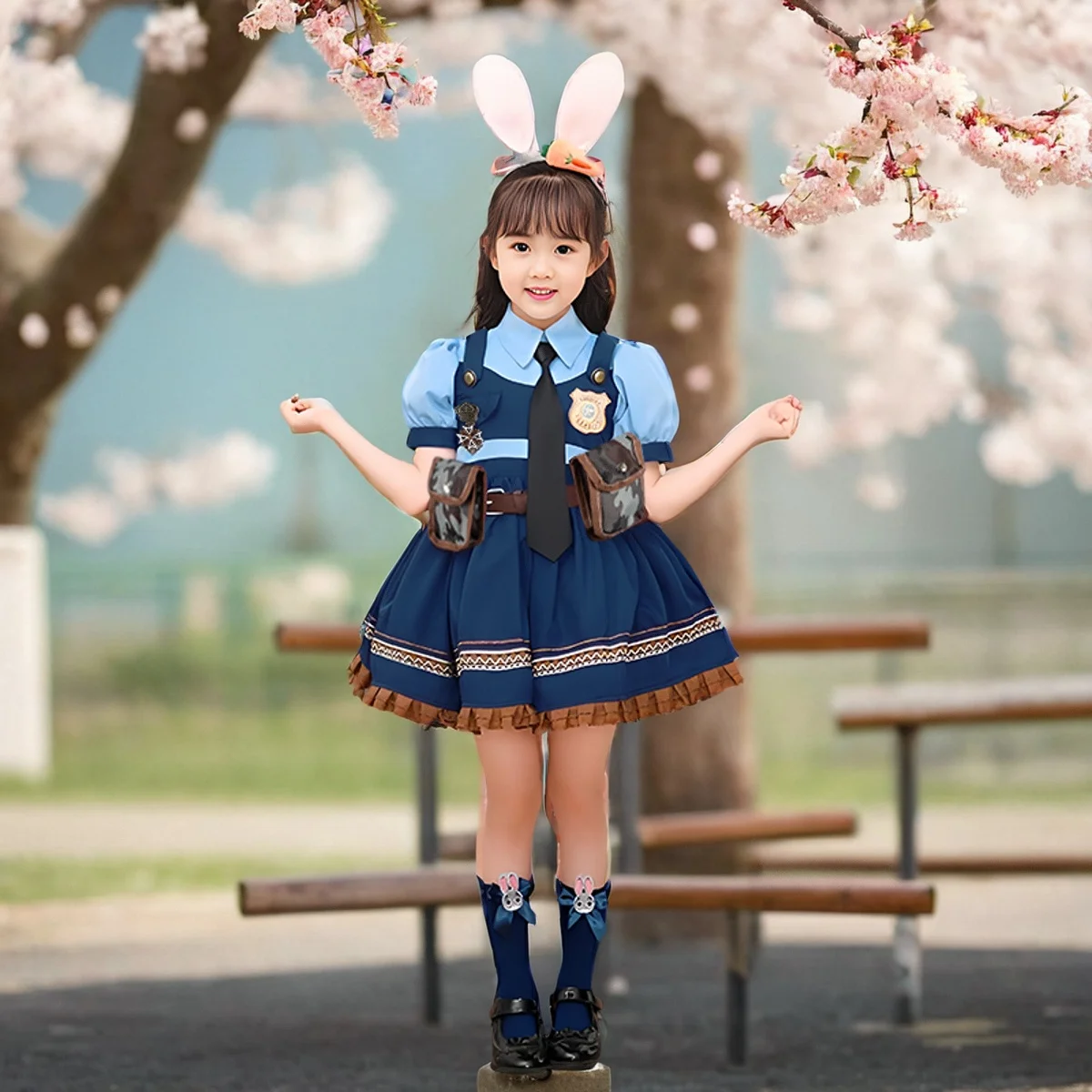 

Judy Police orm Детский комплект Юбка Лолиты для девочек Шляпа Повязка для волос Полный костюм для выступлений Косплей Наряд