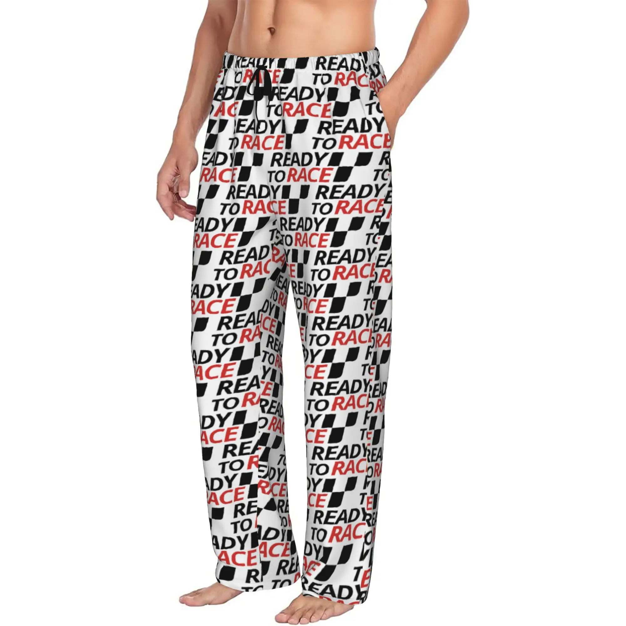 Custom Ready To Race  Pajama Pants Men's  Lounge Sleep Drawstring Sleepwear Bottoms with Pockets