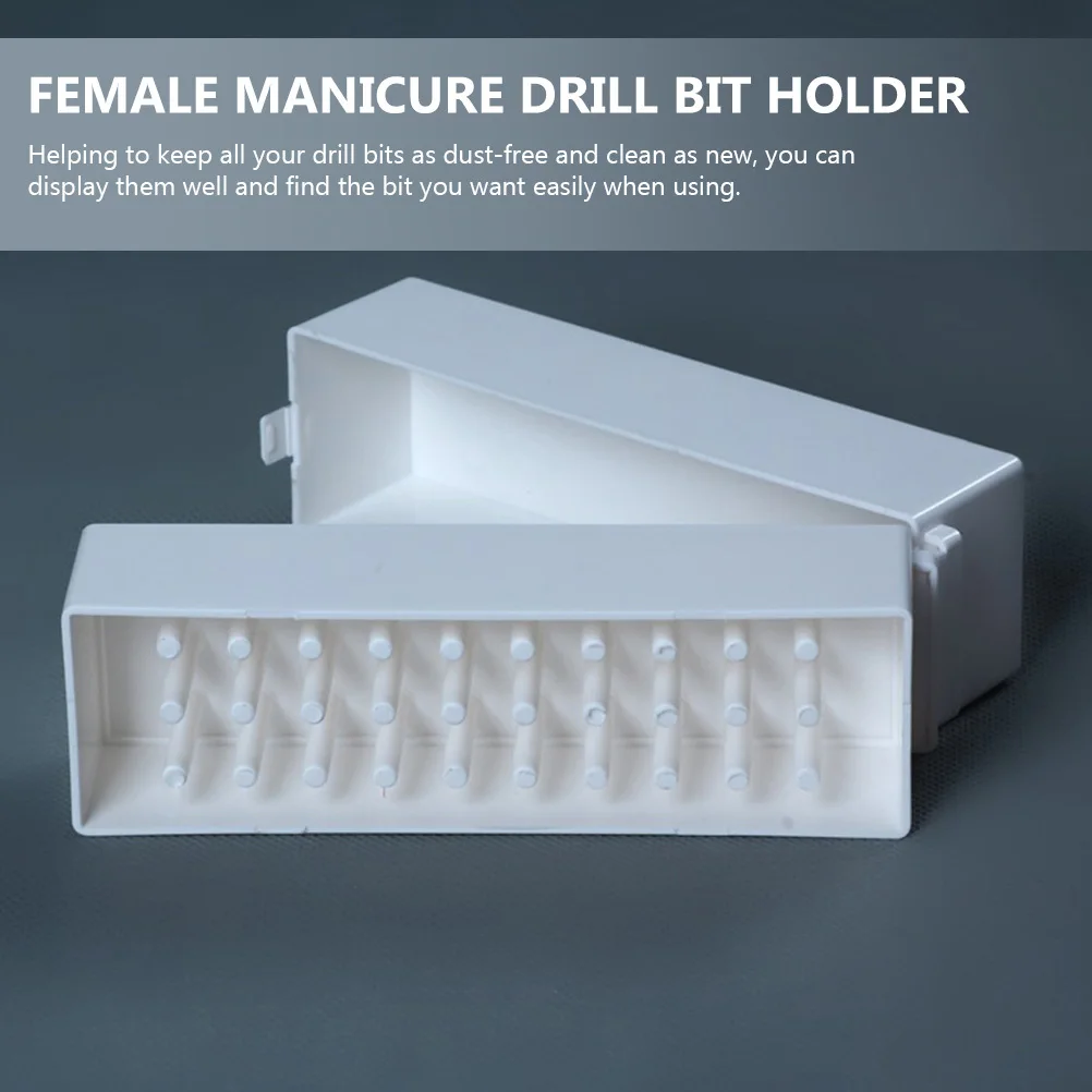 

2Pcs Nail Drill Bits Storage Box Durable 30-Slot Organizer for Professional Nail Art Salon Supplies Drill Bit Holder for Nails