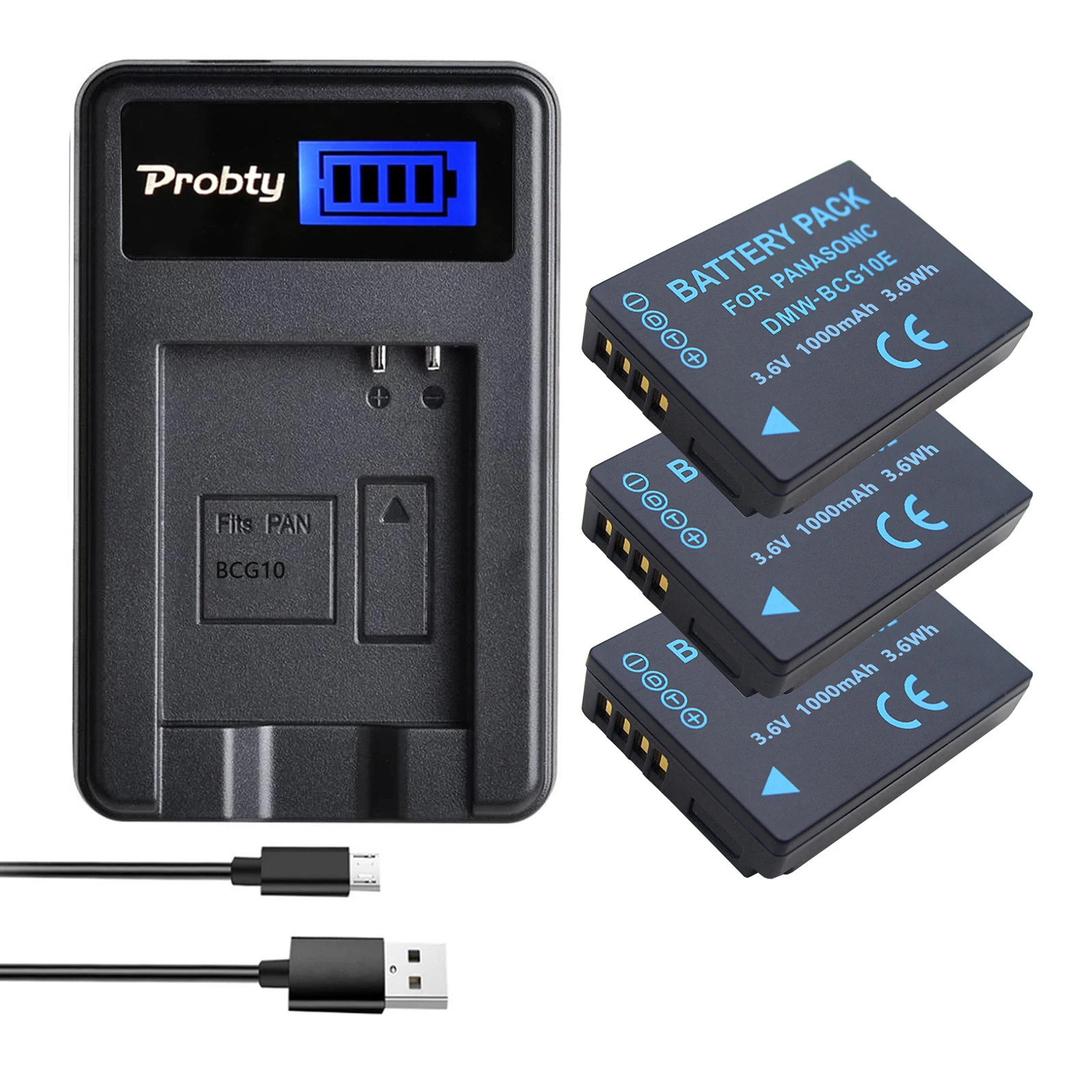 DMW-BCG10E BCG10 BCG10E Battery+LCD USB Charger for Panasonic