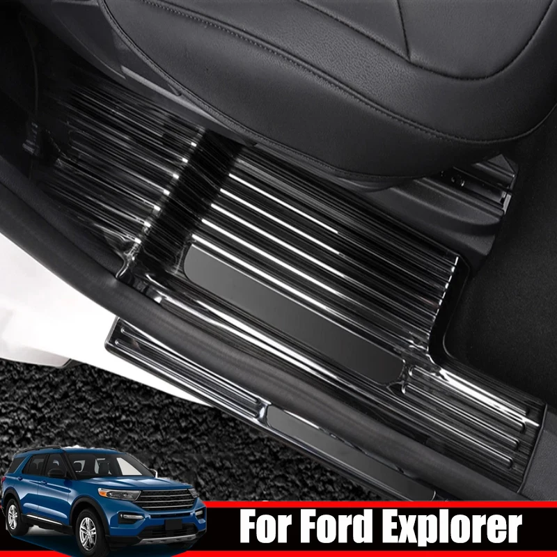 For Ford Explorer U625 2020 2021 2022 Stainless Steel Door Sill Scuff Plate Cover Door Welcome Pedal Threshold Bar Cover Trim