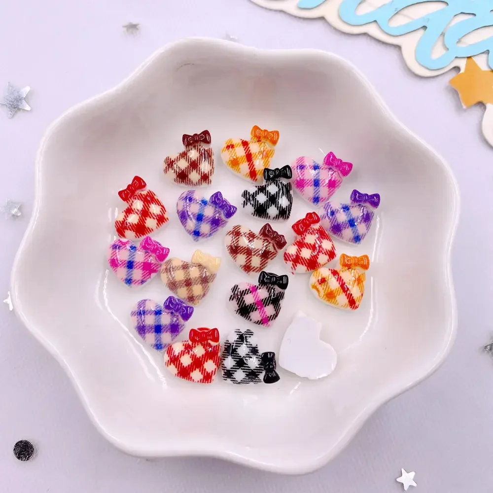 50Pcs Mixed 10mm Grid Bowknot Heart LOVE Nail Art Flat back Rhinestone Bead Scrapbook DIY Manicures Appliques Accessories Crafts