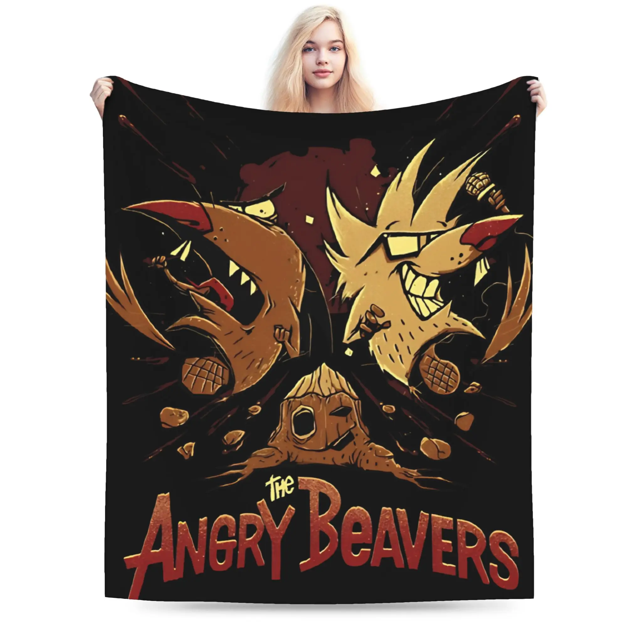 Angry Beavers Daggett & Norbert Feverish  Blanket Super Soft Coral Fleece Plush Cozy Gift  Throw Blanket Bedspread