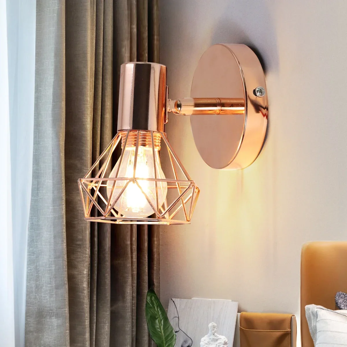 Loft American Iron Black Lampshade Wall Lamp Vintage Cage Guard Sconce Loft Lighting Fixture Modern Indoor Lighting Wall Lamps