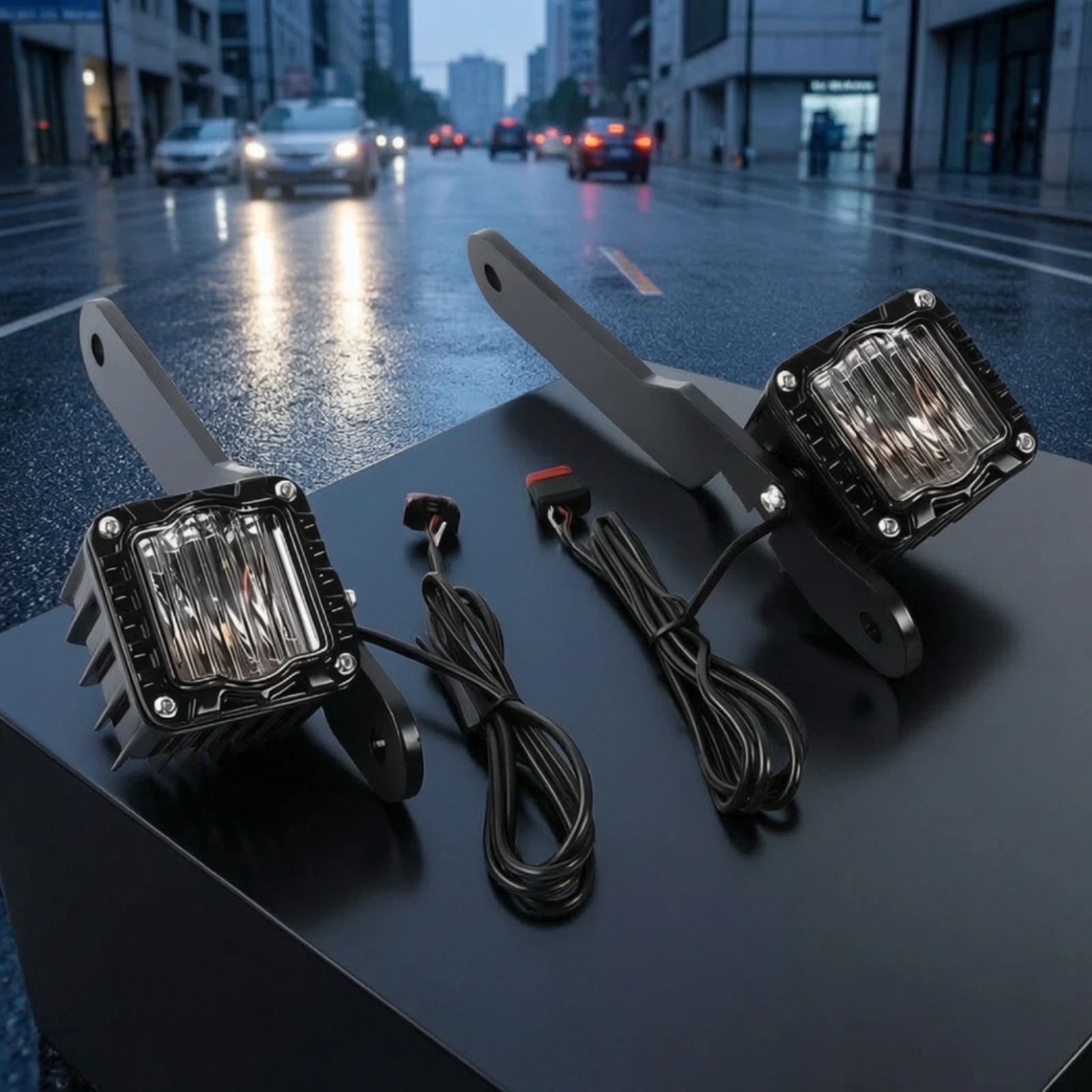 2 Pieces Motorcycle Auxiliary Light with Mount Brackets Waterproof Motorcycle Auxiliary Light off-Highway Slimline