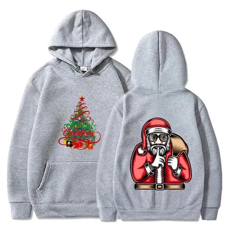 2024 Merry Christmas Funny Santa Claus Plays Guitar and Delivers Presents for Men and Women Printed Hoodies Cartoon Costumes