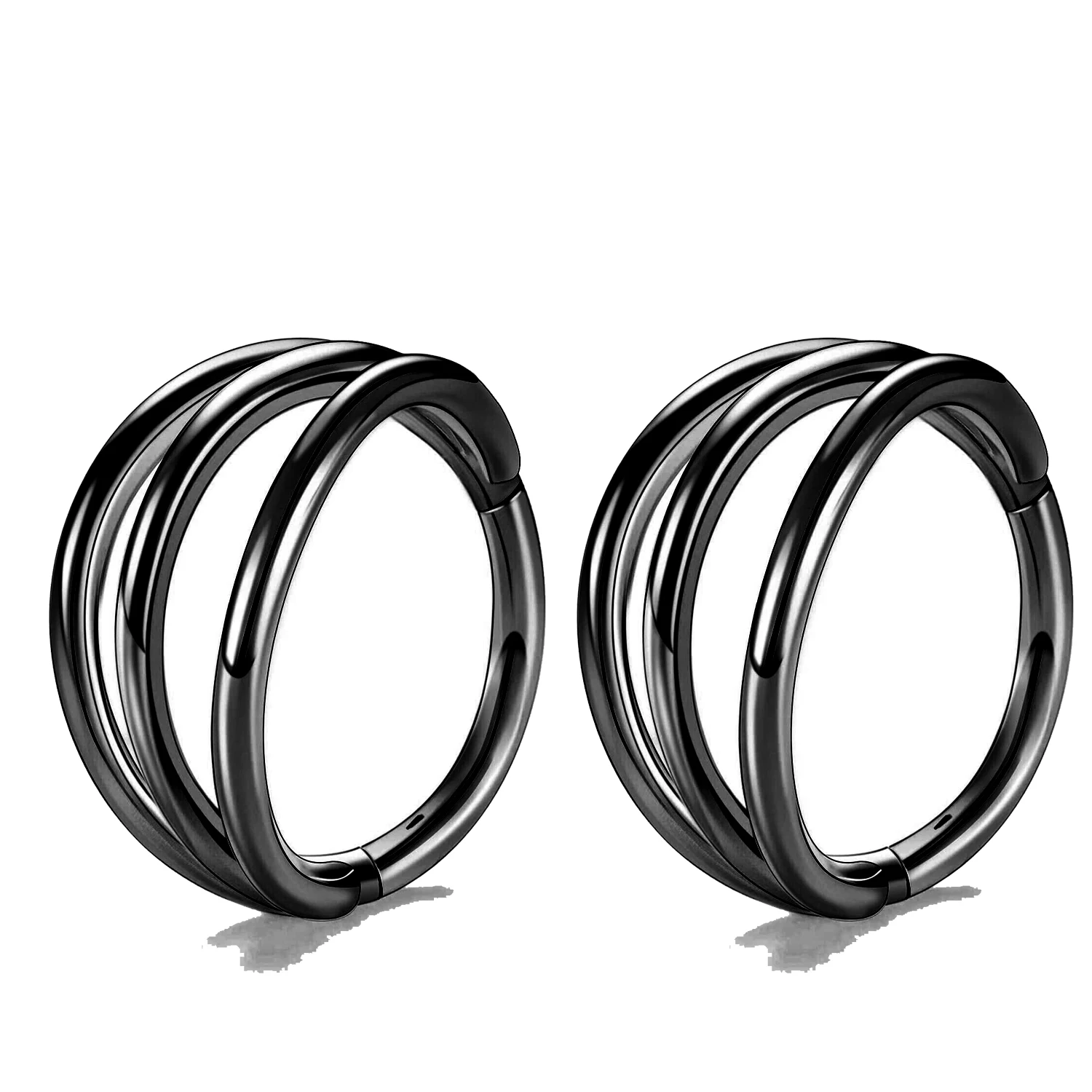 Triple Hoop Nose Ring in Stainless Steel