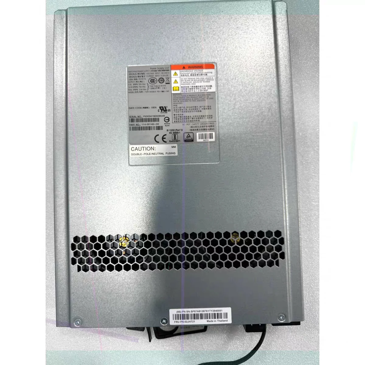 02JH721 912W Hot‑Swap Power Supply PSU Replacement For DH2000 DH4000 Storage Array Power Unit