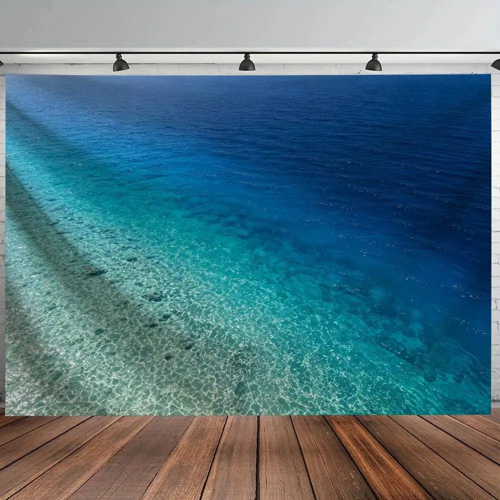 Turquoise Clear Ocean Water Tapestry Blue Sea Surface Wall Hanging, Tropical Transparent Seawater Landscape Bedroom Decor