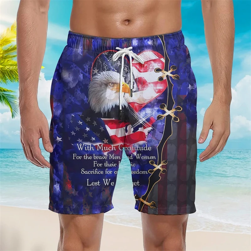 Flaga ameryki w stylu Vintage z nadrukiem 3D męskie letnie wakacje spodenki plażowe męskie dziecięce luźne wygodne szorty męskie do biegania