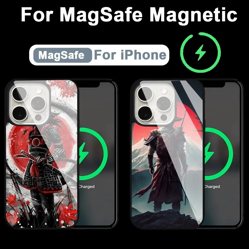 Japanese Warrior Samurai Phone Case Alex Mirror For Magsafe Wireless Charging Caver For IPhone 13 14 15 Pro Max 11 12 Mini