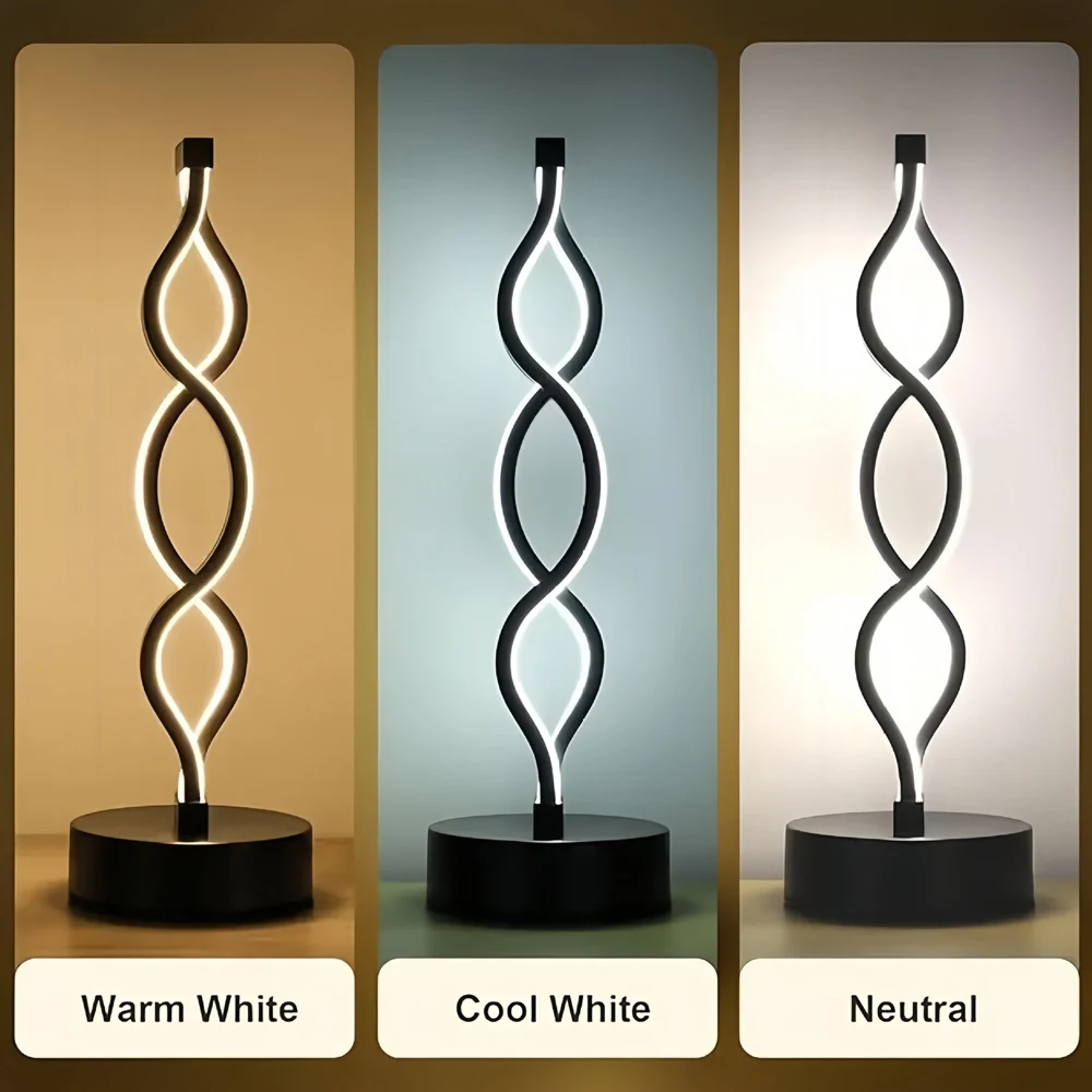 الإبداعية الحديثة دوامة LED الجدول مصباح USB 5 فولت 3 لون ضوء عكس الضوء مكتب القراءة مصباح LED السرير ضوء الليل