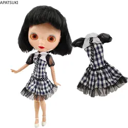 White Black Plaided Doll Clothes For Blythe Doll Dress Gown For Neo Blythe 1/6 Accessories Outfits For Licca Dolls Kids Toys