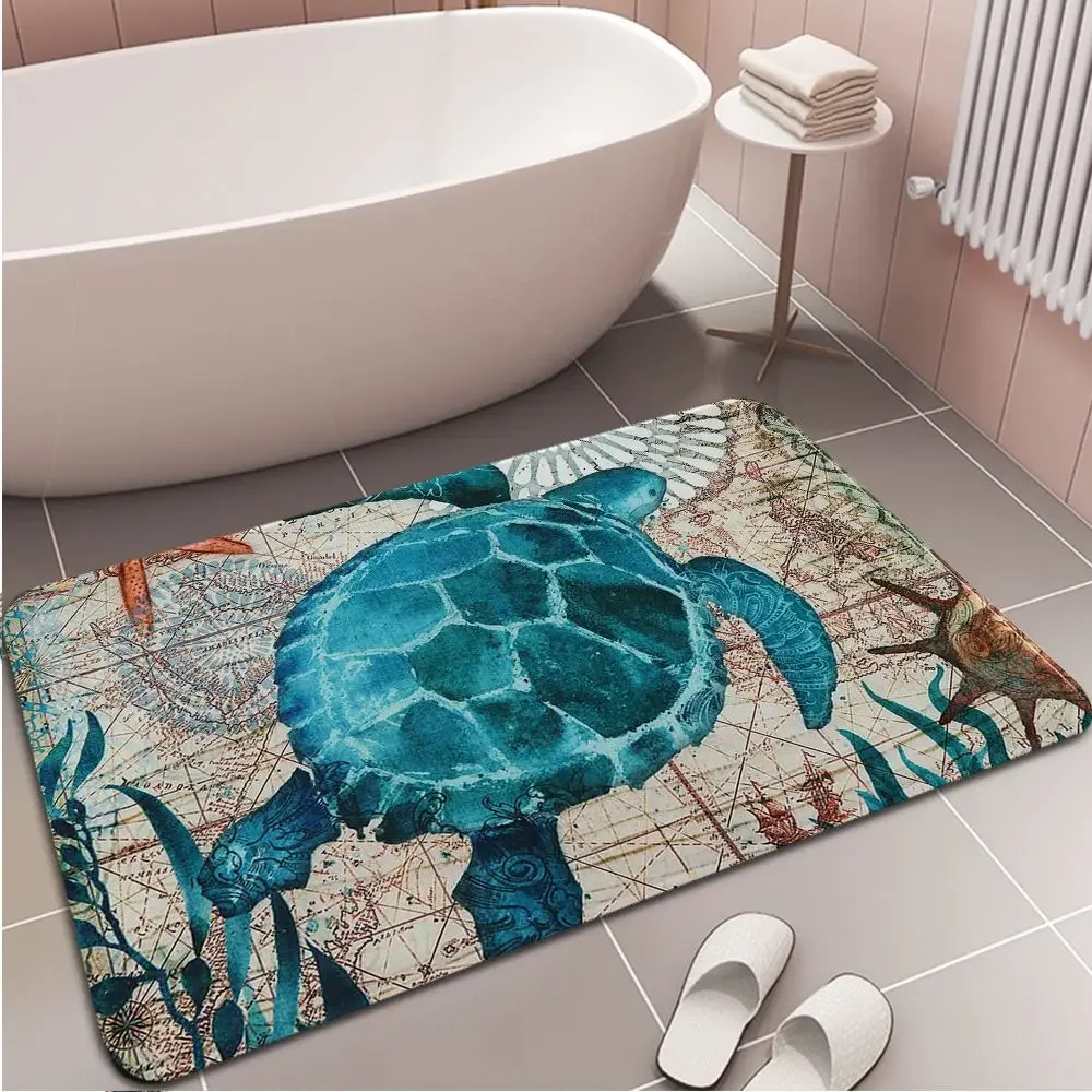 Marine Pattern Entrance Doormats Sea Turtle Octopus Home Bedroom Decorative Living Room Bathroom Rug Anti-Slip Kitchen Carpet