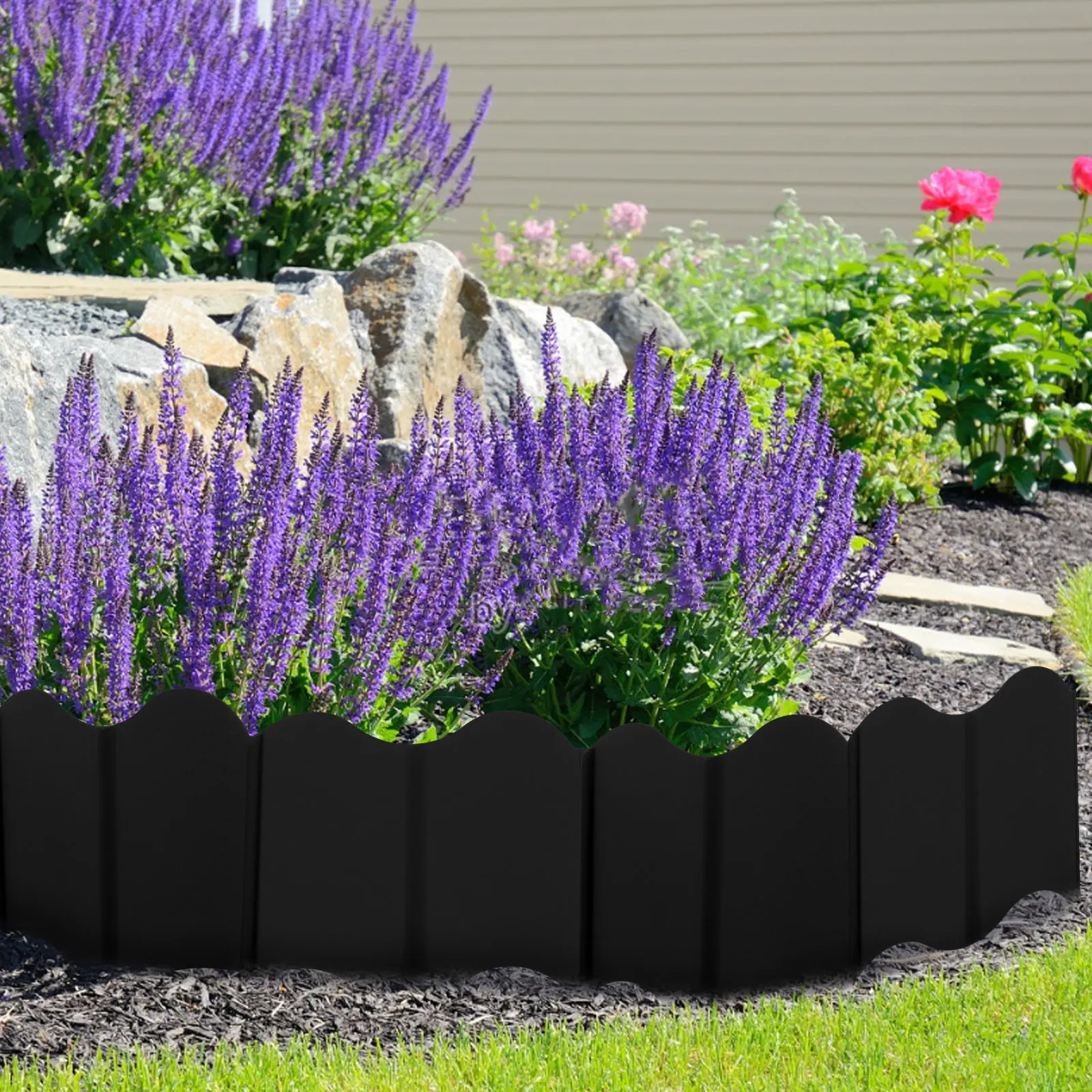 20Pcs Elegant Garden Fence Border Plastic Landscape Edging for Flower Beds Lawn Edging Yard Gardening Pathway Vegetable Gardens