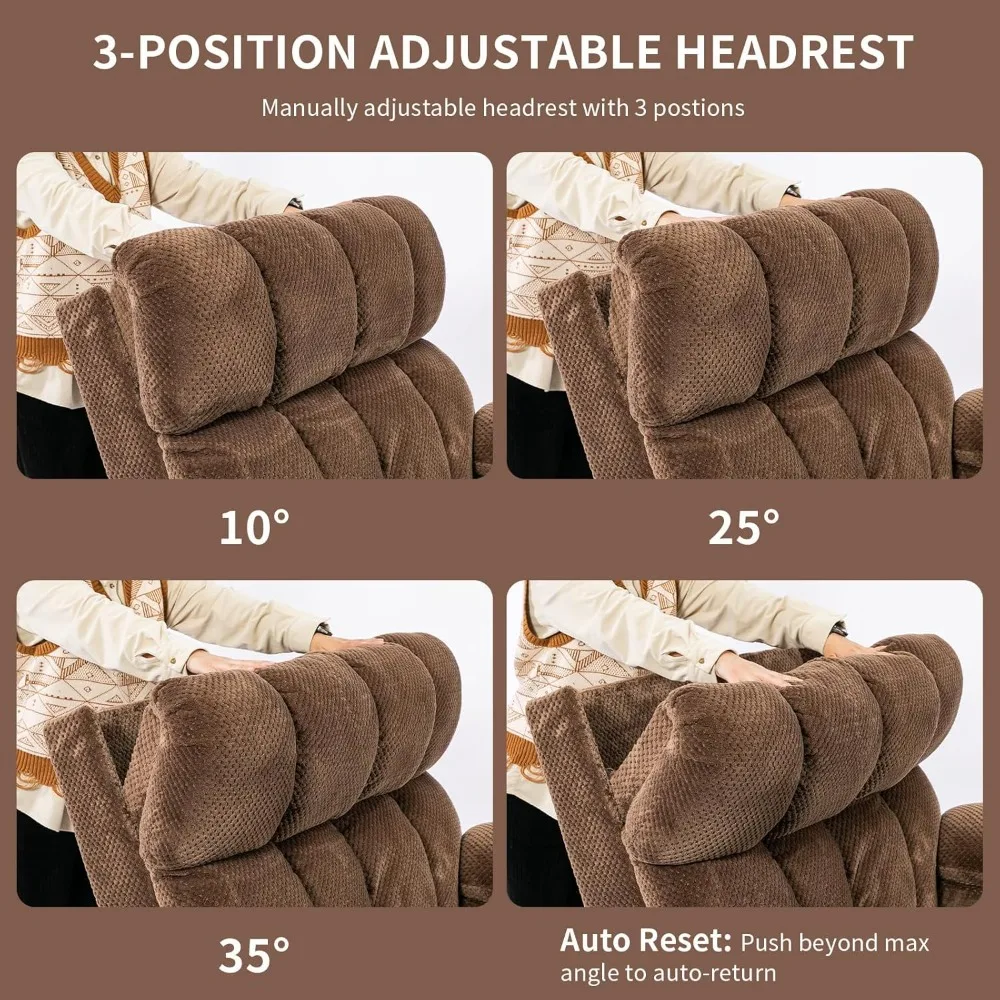 Kursi Recliner Power Lift Ukuran Besar dengan Sandaran Kepala yang Dapat Disesuaikan untuk Lansia, Kursi Recliner Dua Motor yang Dapat Direbahkan Sepenuhnya dengan Port USB