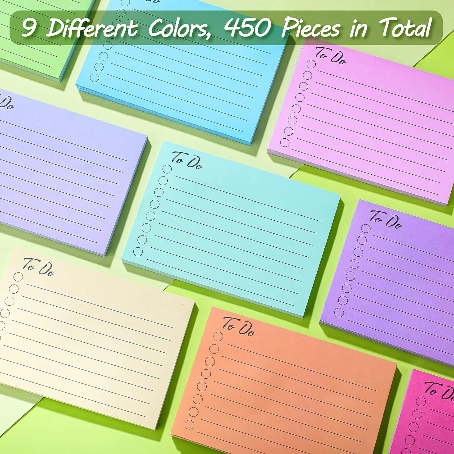 9 sztuk/450 arkuszy Sticky Note 3x4 Inch Self Stick Pads with Line Colored Planner Sticky Note Adhesive Memo for Office