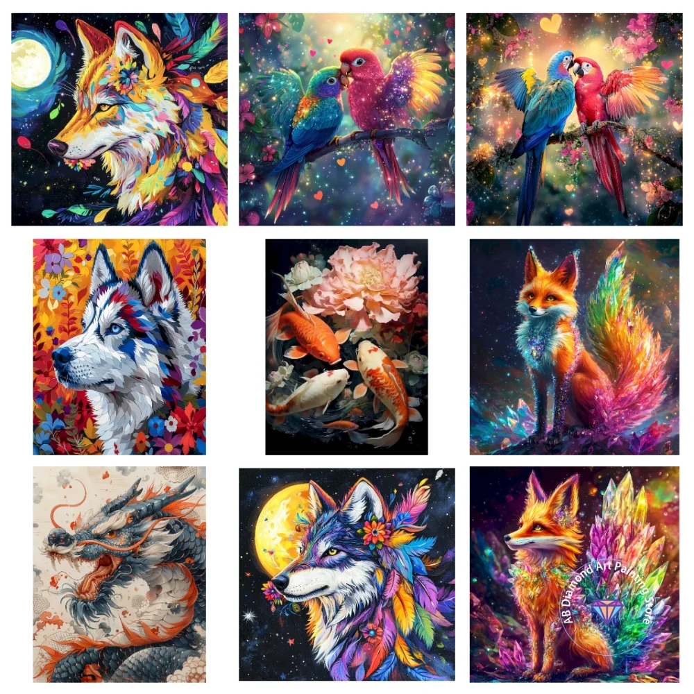

Fox Animal AB Diamond Painting Kit Square Round Diamond 5D DIY Phoenix Mosaic Handmade Art Adult Exquisite Gift Home Decor