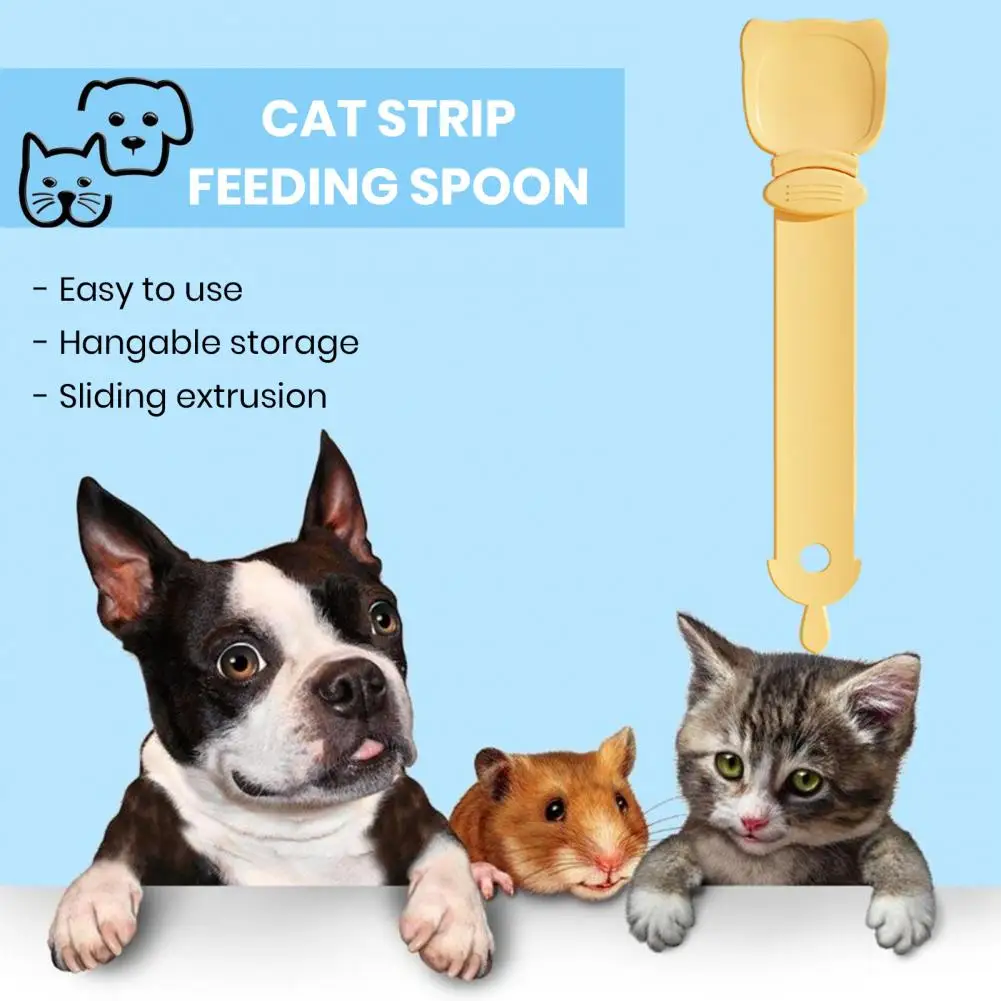 Dry Cat Food Scoop Cat Strip Feeder Spoon Easy Squeeze Pet Liquid Snack Dispenser for Preventing Mess-free Feeding Cat Treat Bar