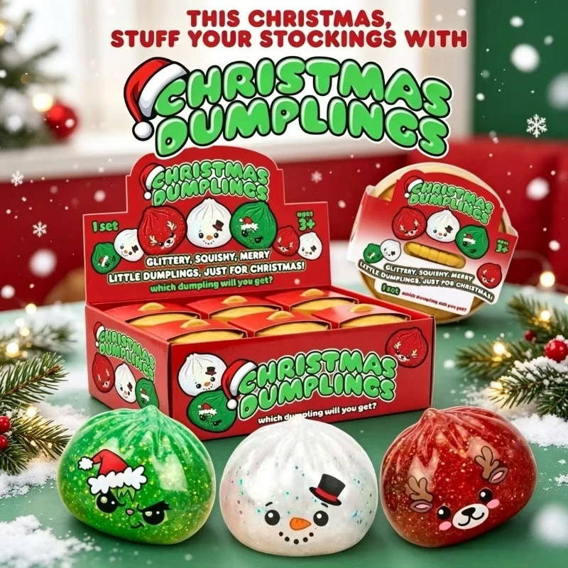 Christmas Dumpling Squishy Snowman, Elk, Santa Claus Squeeze Toys with Box Stress Relief Christmas Gift New Year Gift 2027