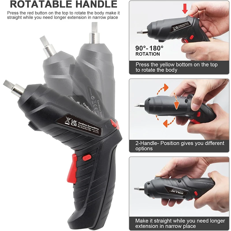 Cordless Electric Screwdriver Set 3.6V Rechargeable Power Screwdriver with 2/47 pcs Accessories USB Charging 3Nm Screw Gun