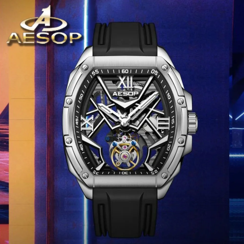 

AESOP 7059G Tourbillon Movement Watch For Man Skeleton Sapphire Luminous Men's Manual Mechanical 50M Waterproof Watches New 2024