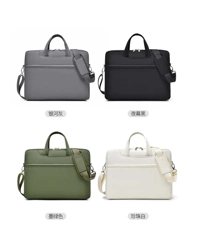 

Green Laptop Shoulder Bag 13 14 15.6 Inch Notebook Briefcase Water Resistant Oxford Cloth Portable Business Handbag