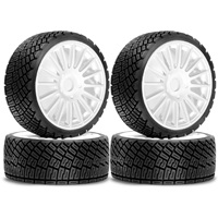 4pcs 1/8 RC on Road Car Tires and Wheels 17mm Hex Rubber Rally Tyres OD for HPI WR8 HSP Hobao ARRMA Redcat Losi Kyosho VRX