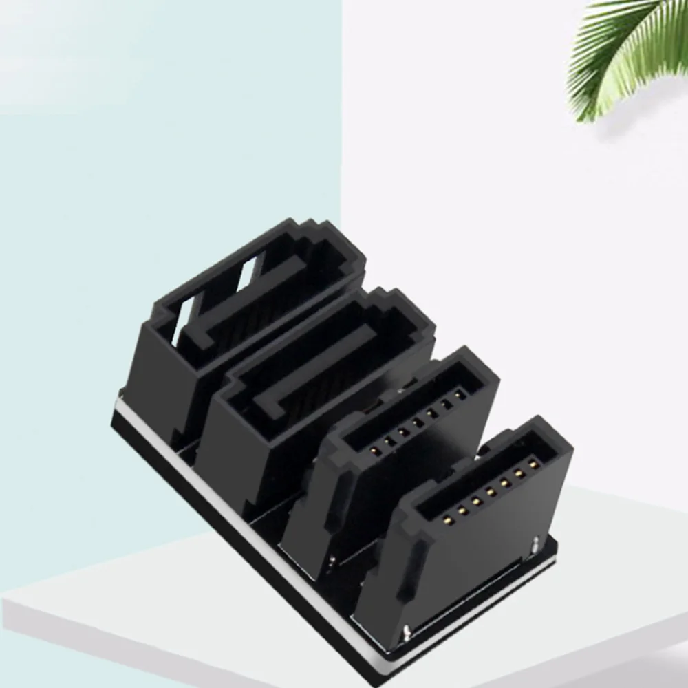 1Pcs Double SATA 7Pin Female to Double 7Pin Male 180 Degree Angled Adapter Mainboard SATA Adapter for Desktops SSD HDD