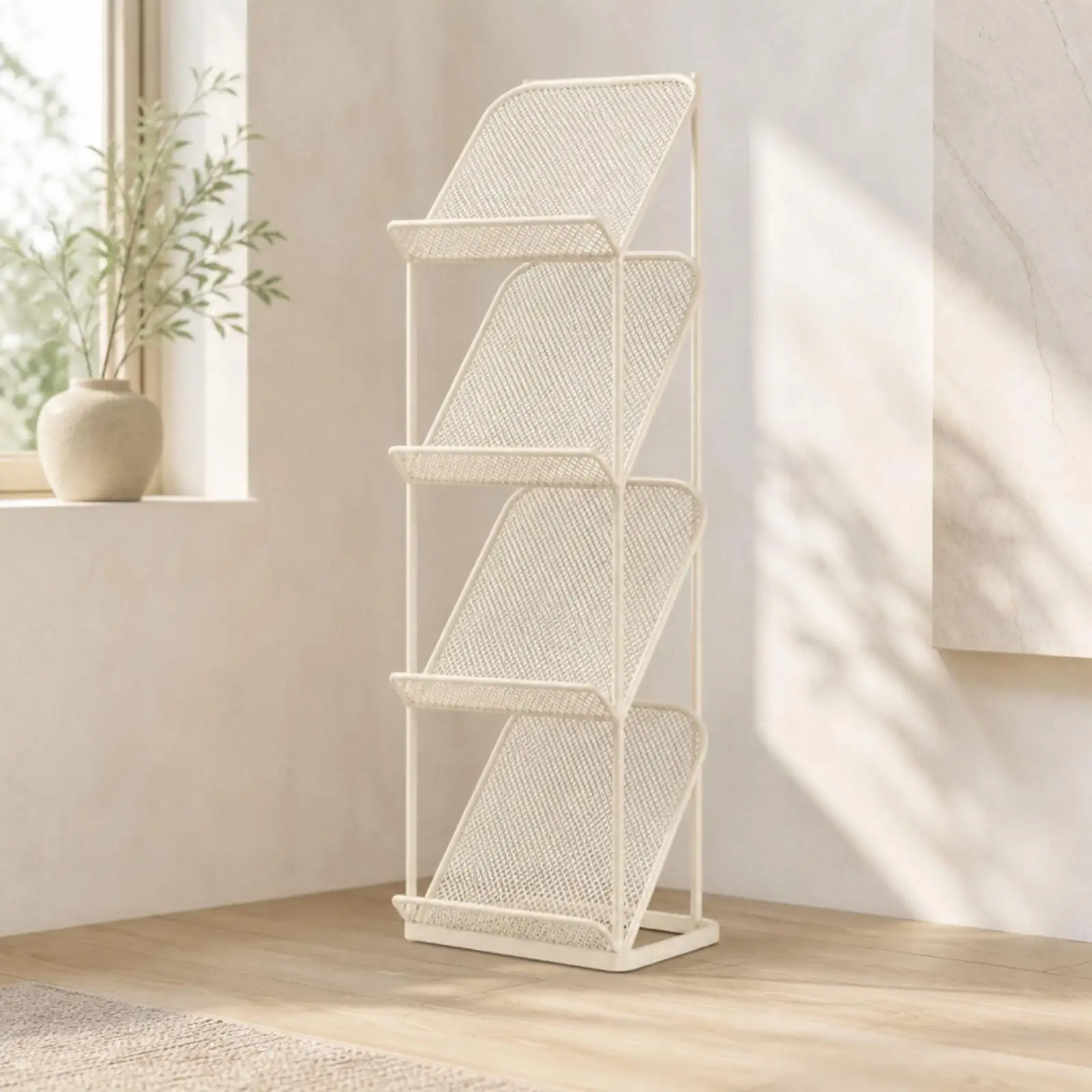 Wrought Iron Bookcase Rack for Magazines Newspapers Brochures Home Office Waiting Room Storage