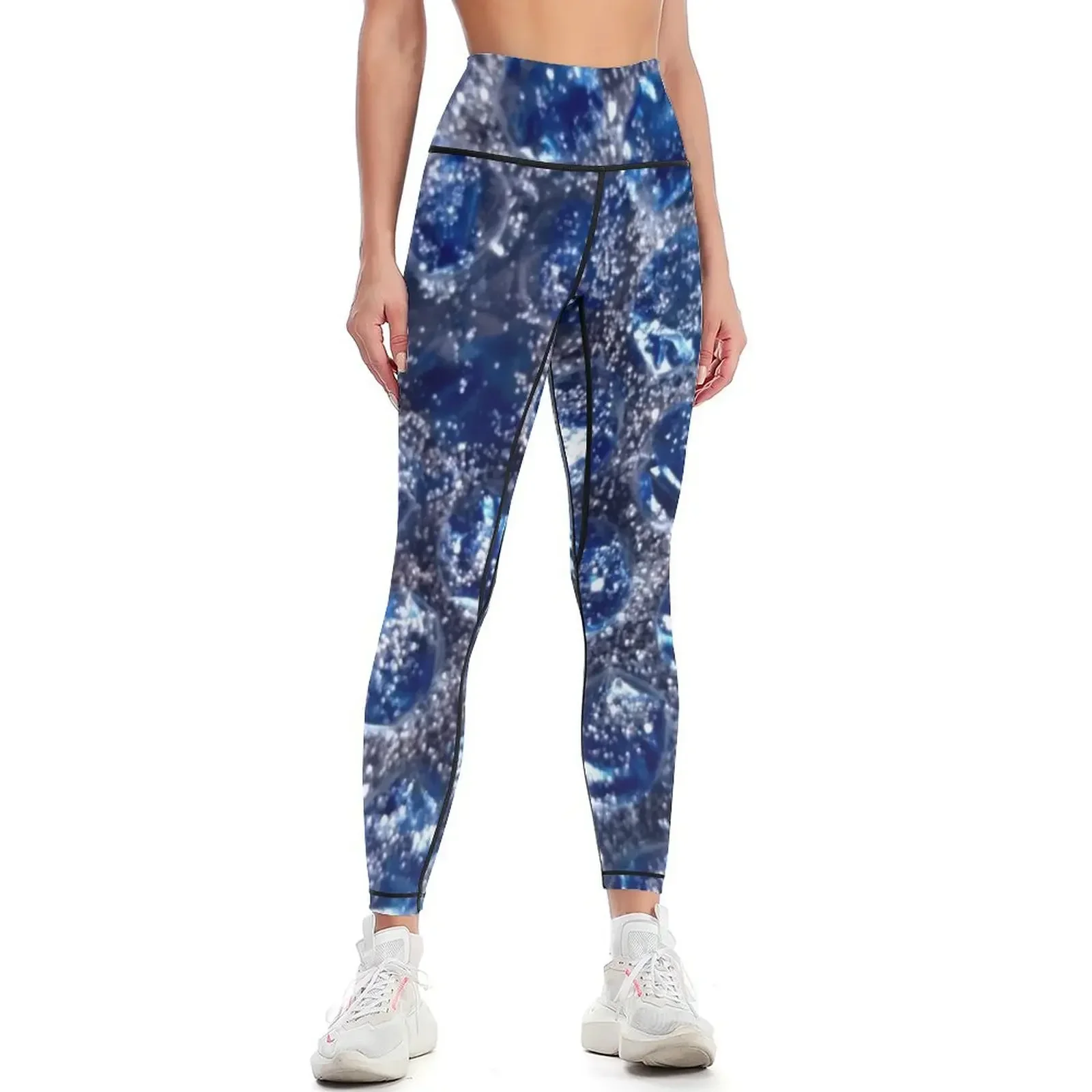

Blue Glitter Abstract Leggings sporty woman gym jogging pants Sports pants woman Female legging pants Womens Leggings