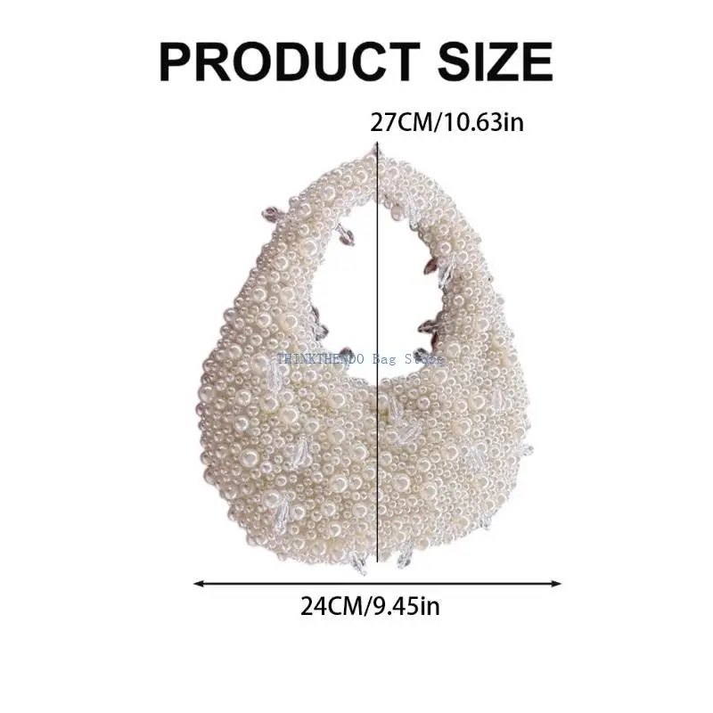 محفظة مسائية عصرية مزينة باللؤلؤ الصناعي 340D، منظم مقصورة منظم من مادة PVC قابلة للتنفس