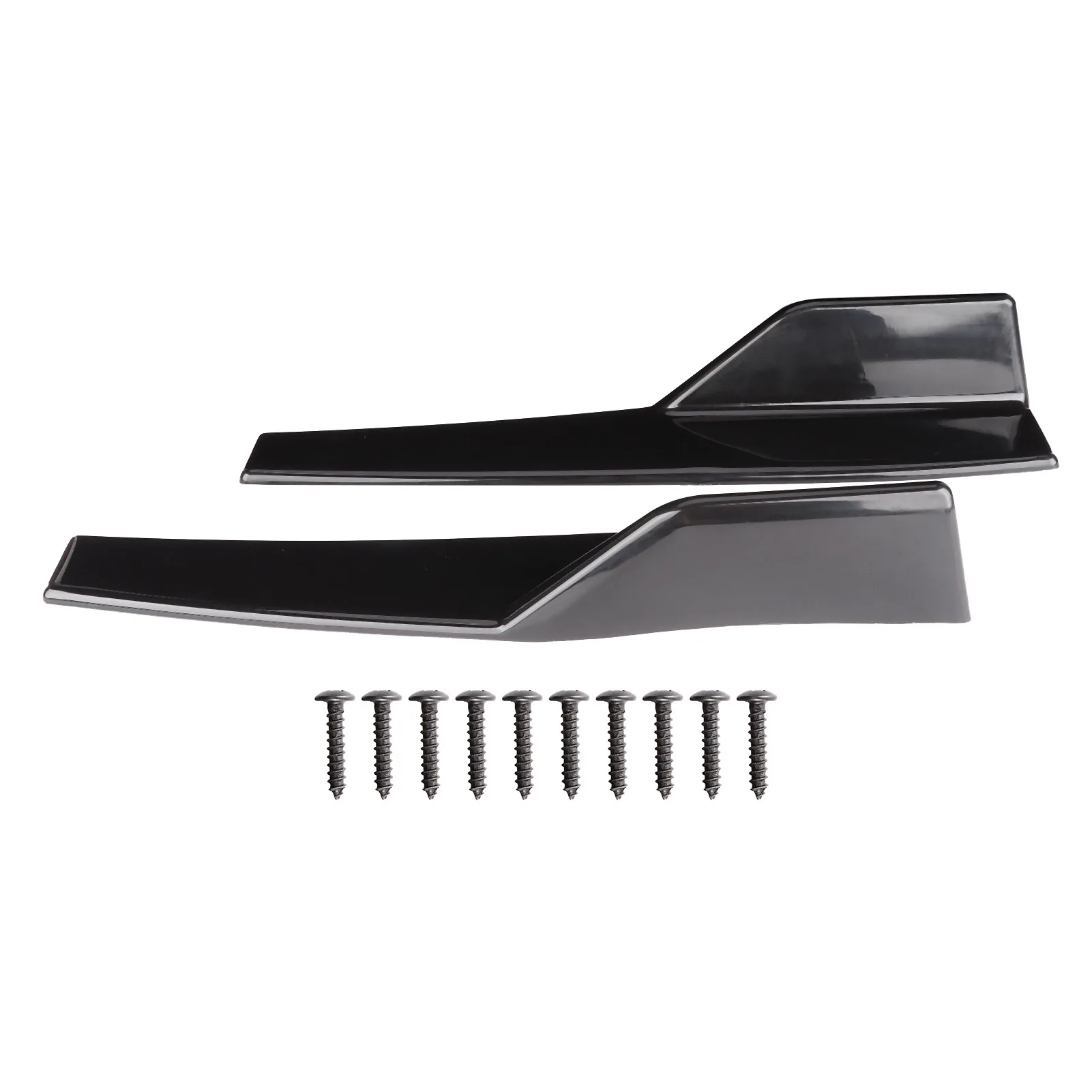 Pair Universal Side Skirt Rocker Splitter Side Winglet Wing Diffuser Car Body Kit Glossy Black 17.7x3.3in