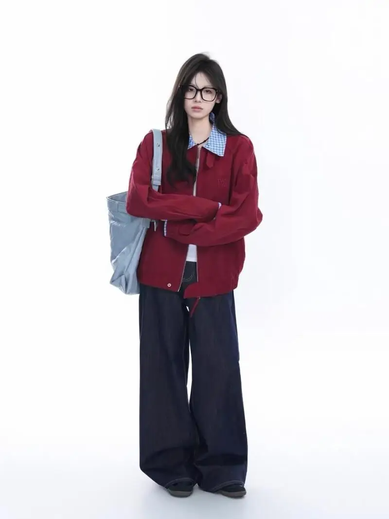 grid splice Fake two-piece set hoodie Women's autumn Spring new model loose leisure versatile thin version tops elegance