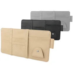 Universal Car Sun Visor Organizer PU Leather Multifunctional Storage Bag for Glasses Ticket Cards Pocket Auto Accessories
