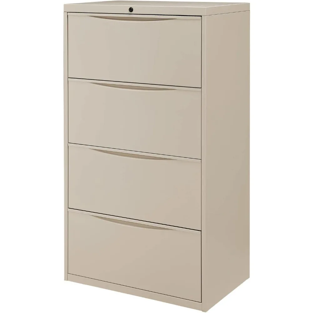 

File Cabinet, 30"W Premium Lateral File Cabinet, 4 Drawer, Drawers feature ball bearing slides for full drawer extension, Putty