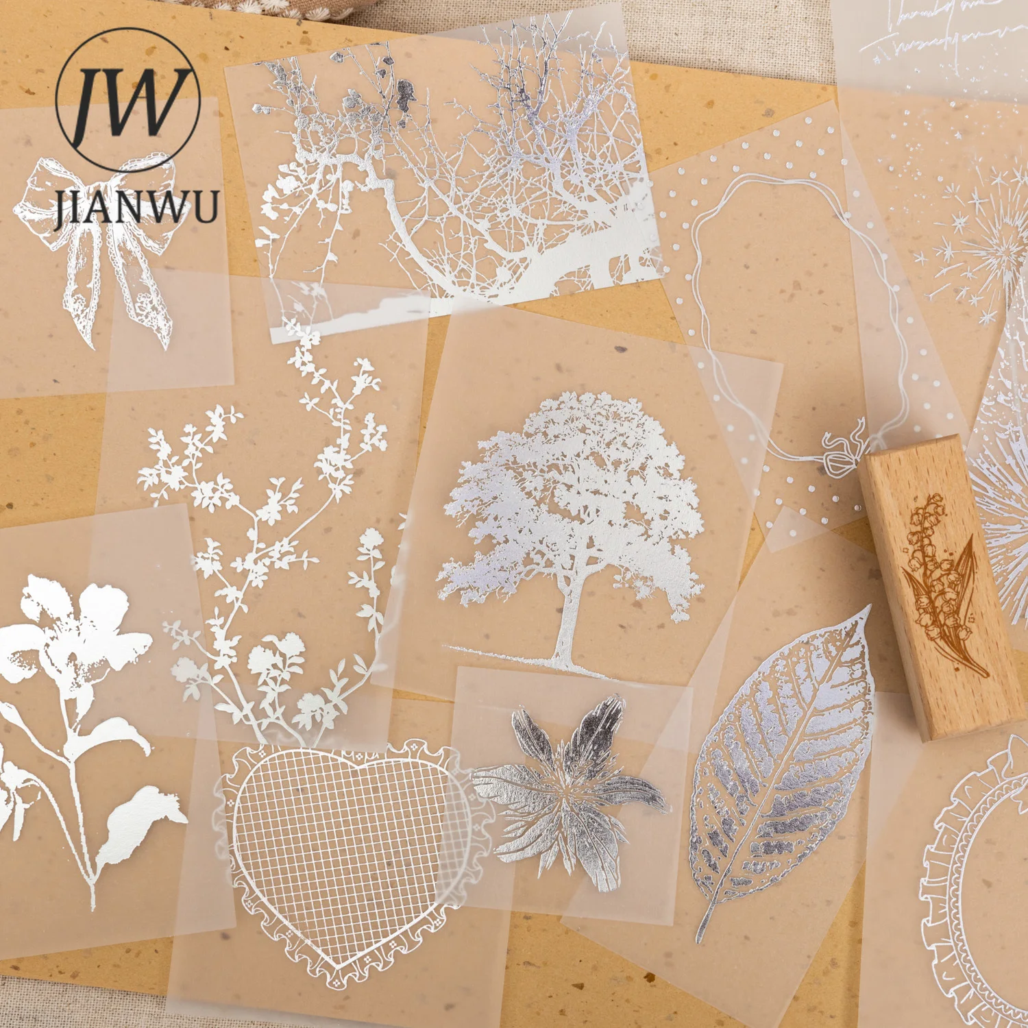 

JIANWU Vintage Lace Bow Tie Tree Plant Moon Star Landscape Material Collage Scrapbooking Sticker Creative DIY Journal Stationery